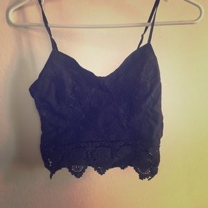 Black crocheted crop top